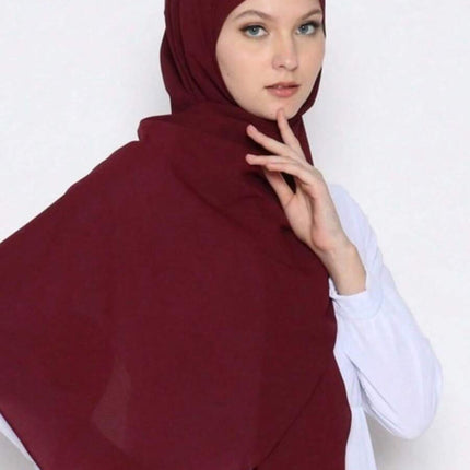 وشاح نسائي بلون واحد، وشاح رأس شيفون كاجوال للارتداء اليومي مع ملابس محجبات