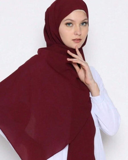 وشاح نسائي بلون واحد، وشاح رأس شيفون كاجوال للارتداء اليومي مع ملابس محجبات
