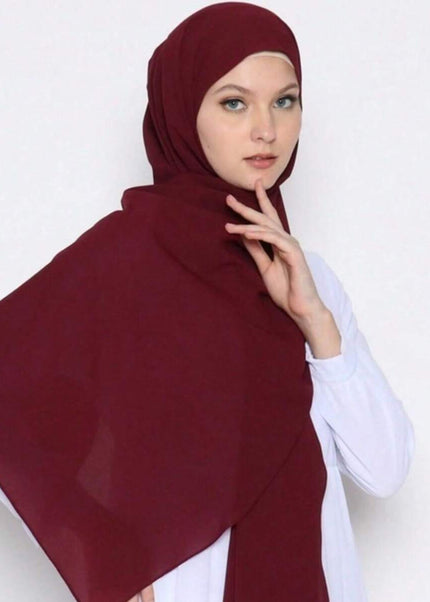 وشاح نسائي بلون واحد، وشاح رأس شيفون كاجوال للارتداء اليومي مع ملابس محجبات