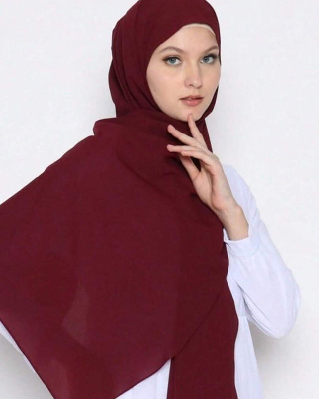 وشاح نسائي بلون واحد، وشاح رأس شيفون كاجوال للارتداء اليومي مع ملابس محجبات