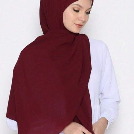 وشاح نسائي بلون واحد، وشاح رأس شيفون كاجوال للارتداء اليومي مع ملابس محجبات