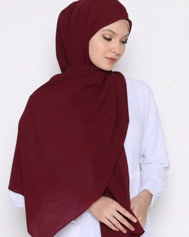 وشاح نسائي بلون واحد، وشاح رأس شيفون كاجوال للارتداء اليومي مع ملابس محجبات