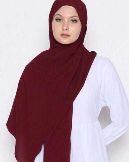 وشاح نسائي بلون واحد، وشاح رأس شيفون كاجوال للارتداء اليومي مع ملابس محجبات