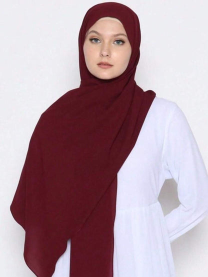 وشاح نسائي بلون واحد، وشاح رأس شيفون كاجوال للارتداء اليومي مع ملابس محجبات