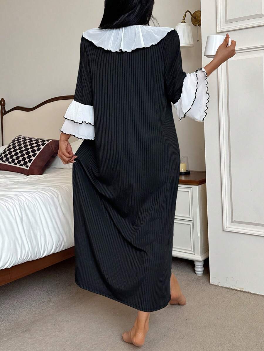 روب نسائي مضلع بـ Lace‑Up — مريح عملي متعدد الاستخدامات للمنزل _shein