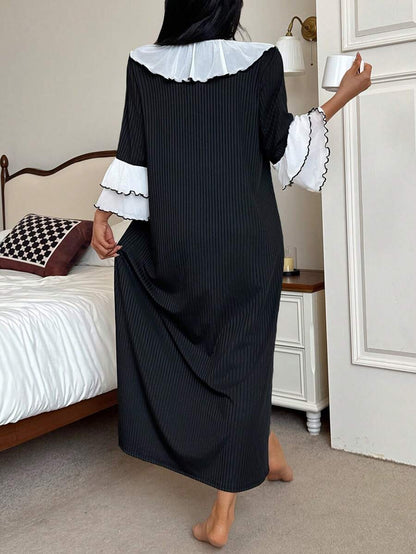 روب نسائي مضلع بـ Lace‑Up — مريح عملي متعدد الاستخدامات للمنزل _shein