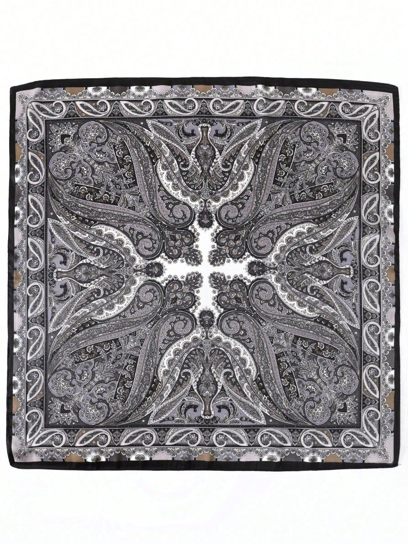 قطعة واحدة من وشاح الرأس/الرقبة من الساتان بطبعة بيزلي أنيقة على الطراز البوهيمي