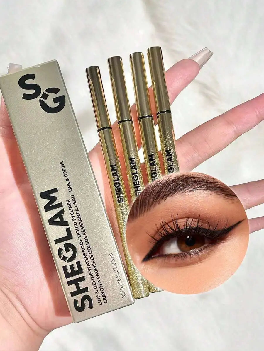 كحل سائل مقاوم للماء من SHEGLAM Line & Define - أسود، قلم كحل غير لامع يدوم طويلاً