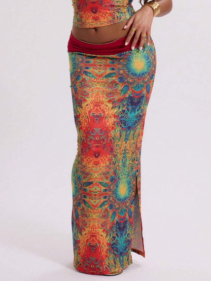 تنورة ماكسي مطبوعة من MUSERA – أنيقة لموسم الإجازات