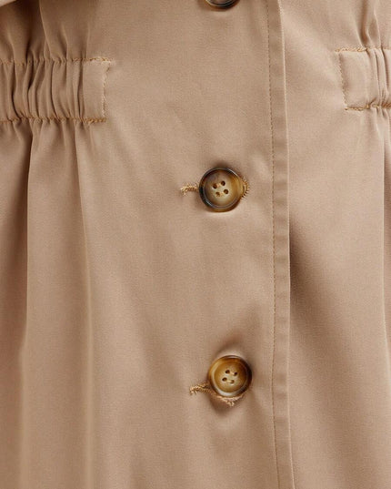جاكيت ترنش بناتي طويل كاجوال فضفاض بحزام من شي إن