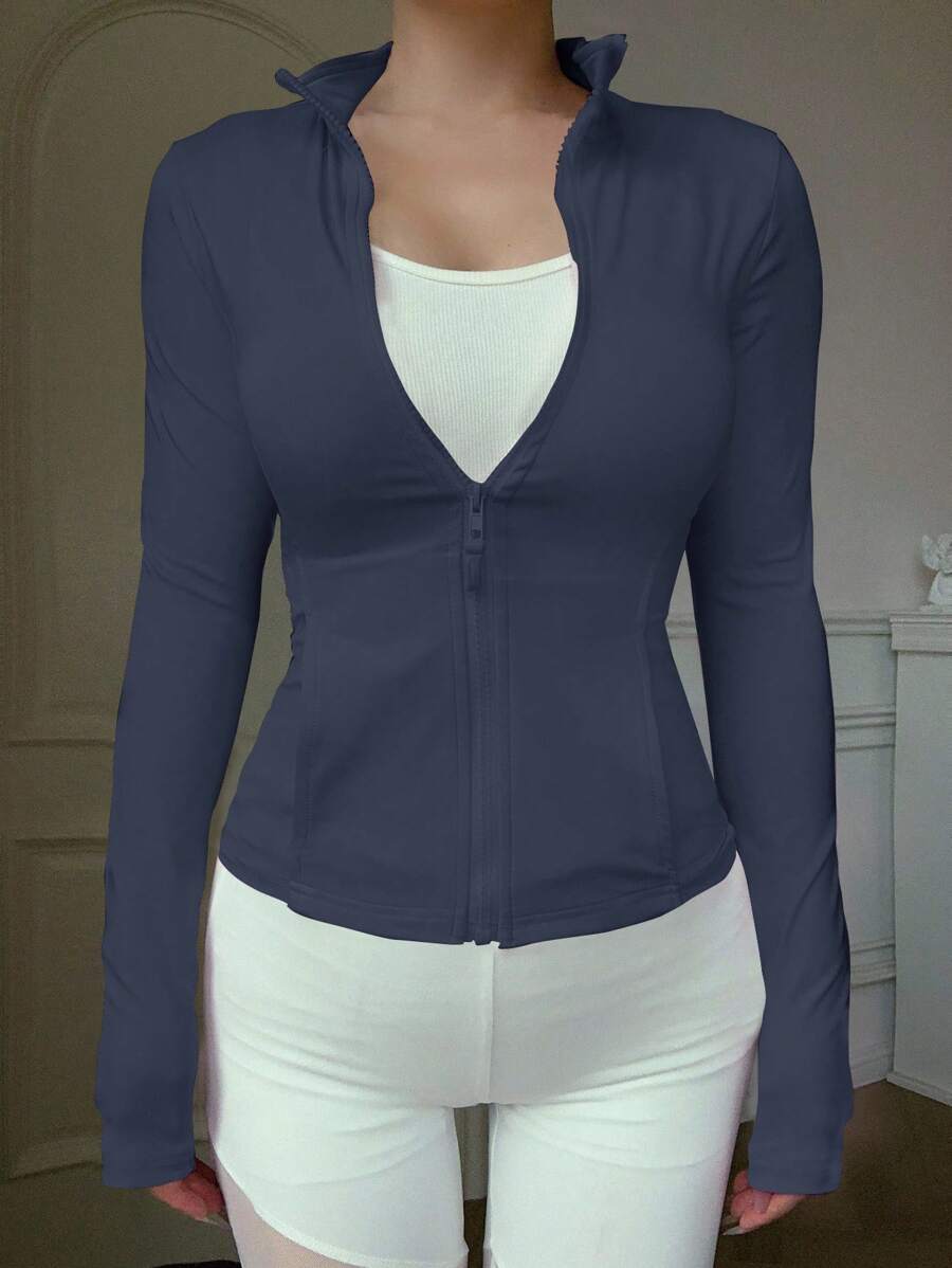 جاكيت DAZY نسائي رياضي كاجوال بسحاب، مناسب للربيع والخريف Shein