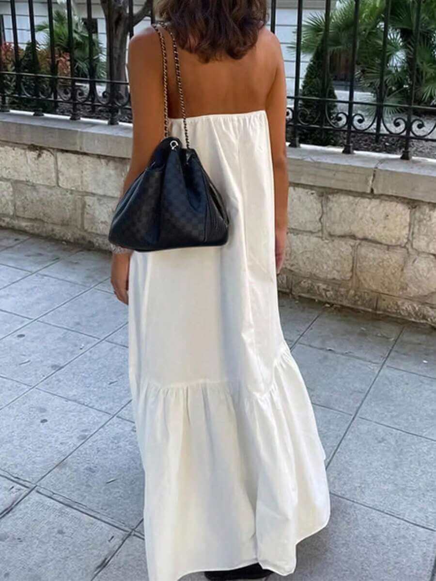 فستان نسائي بسيط كاجوال من INAWLY بلون سادة