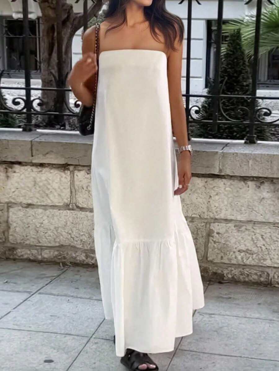 فستان نسائي بسيط كاجوال من INAWLY بلون سادة