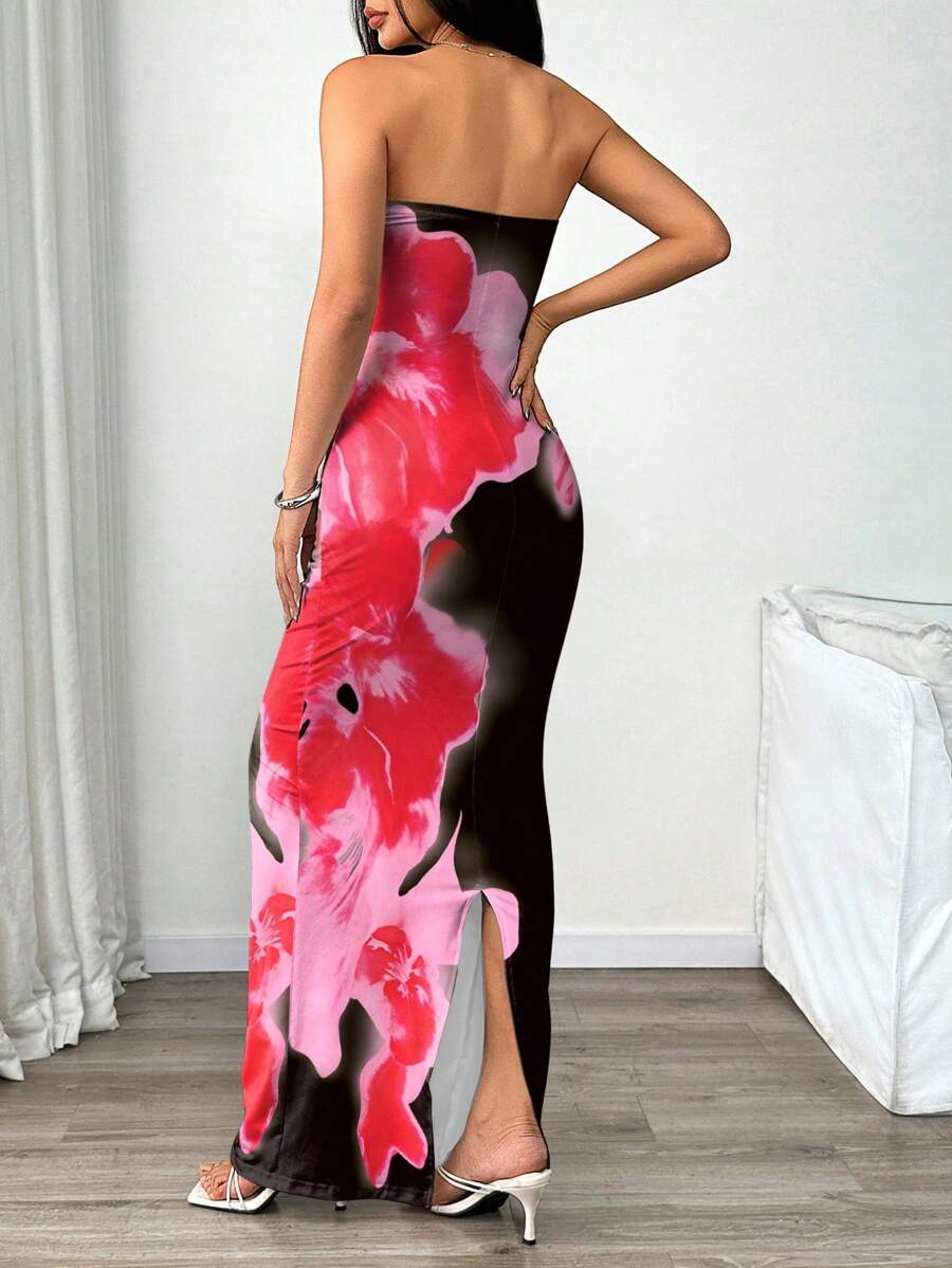 فستان نسائي متوسط الطول بقصّة مستقيمة من INAWLY، مطبوع عليه صبغات التعادل، مناسب للخريف