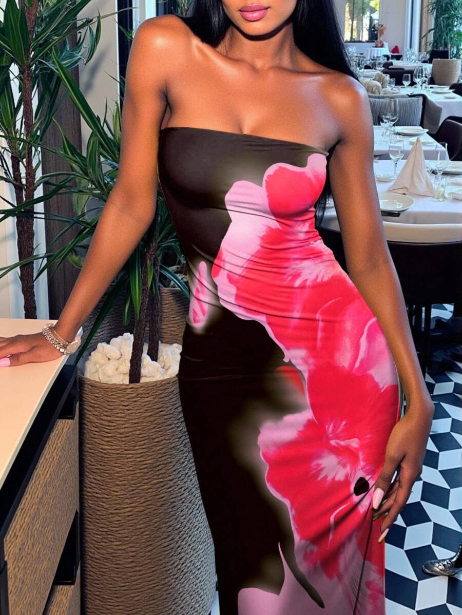 فستان نسائي متوسط الطول بقصّة مستقيمة من INAWLY، مطبوع عليه صبغات التعادل، مناسب للخريف