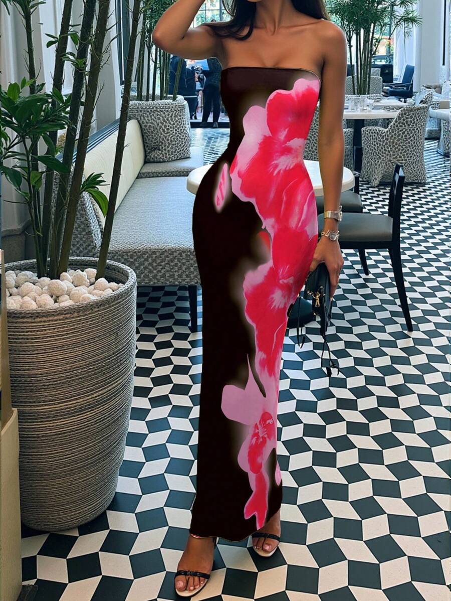 فستان نسائي متوسط الطول بقصّة مستقيمة من INAWLY، مطبوع عليه صبغات التعادل، مناسب للخريف