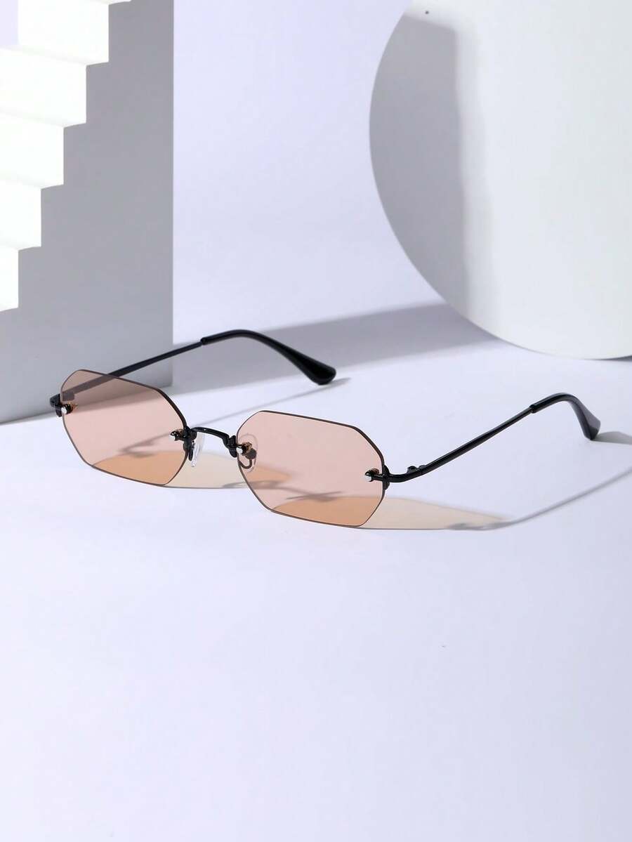 نظارة رجالية معدنية صغيرة بعدسات وردية مائلة ‎50%‎ – ستايل ريترو كلاسيكي مزوّدة بحبل وعلبة