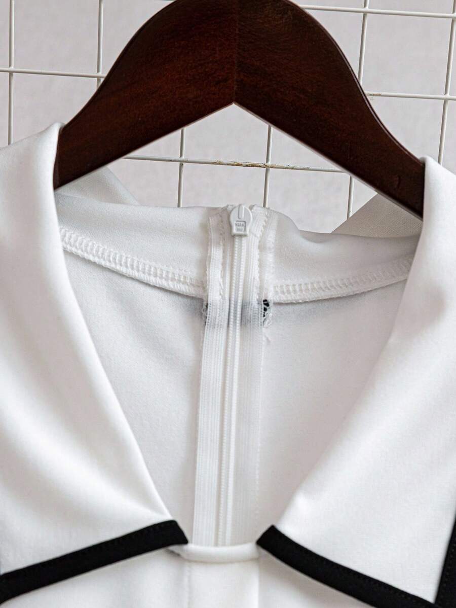 فستان فرانكليا النسائي الأنيق ذو الياقة المفردة بدون أكمام القصير