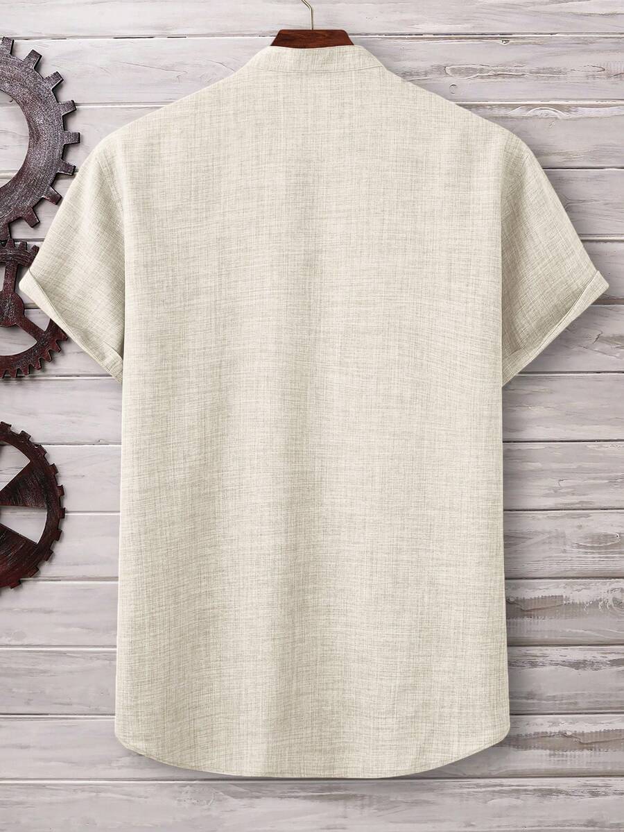 قميص مانفينيتي هوم فضفاض بجيوب وأزرار نصفية للرجال (بدون قلادة)