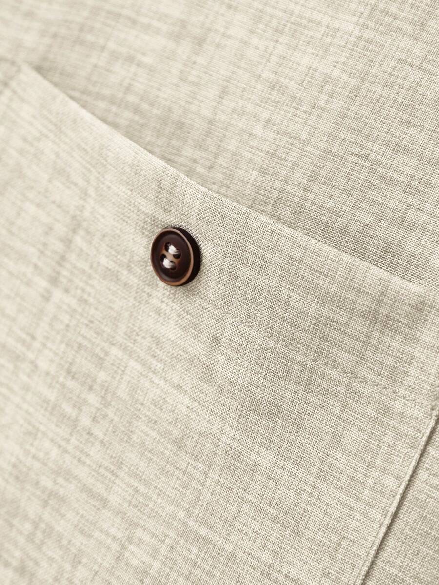 قميص مانفينيتي هوم فضفاض بجيوب وأزرار نصفية للرجال (بدون قلادة)