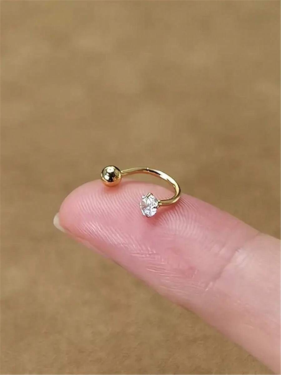 زوج من أقراط  (مسمار) ستانلس ستيل بمكعب زركونيا — 2 قطعة أنثوية أنيقة