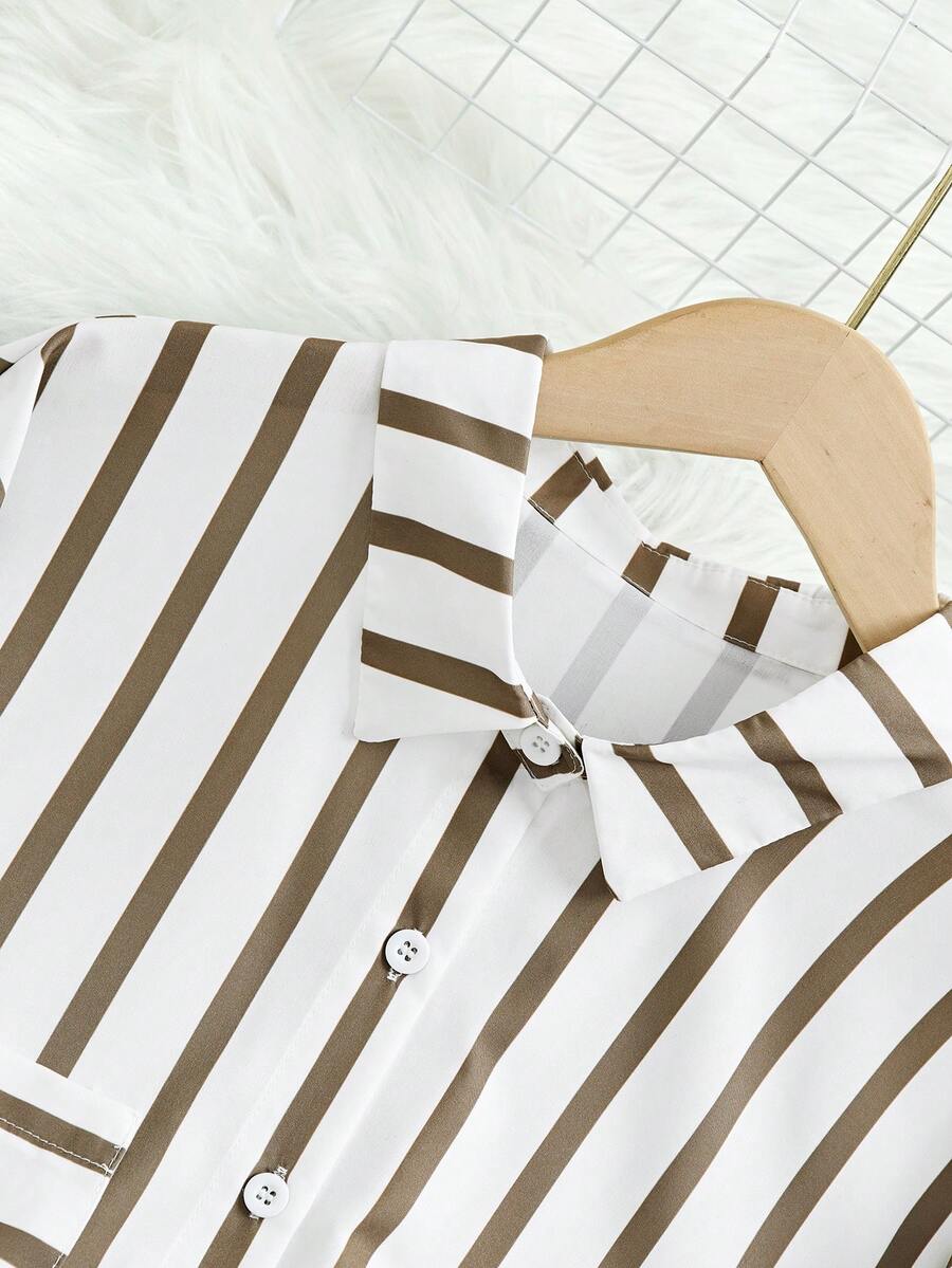 بلوزة وقميص كاجوال بأكمام طويلة ومخططة فضفاضة من INAWLY للنساء للربيع والخريف