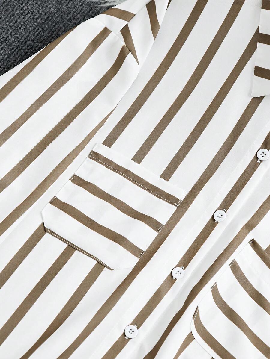 بلوزة وقميص كاجوال بأكمام طويلة ومخططة فضفاضة من INAWLY للنساء للربيع والخريف