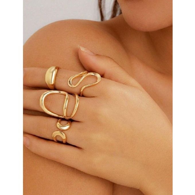 مجموعة من 6 خواتم فراشة هندسية  للنساء