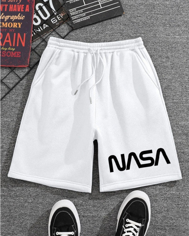 شورت قطني قصير  بطباعة NASA ملونة