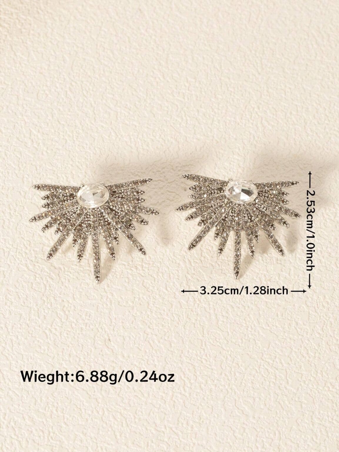 SHEIN 1pair Sparkling Wing – Shaped Earrings Full Of Rhinestone