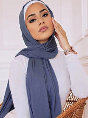حجاب نسائي كبير الحجم بلون سادة، تصميم أنيق وكاجوال (قطعة واحدة)
