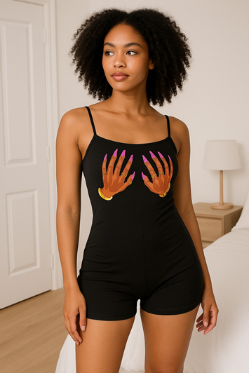 شورت جمبسوت نسائي من Shein بحمالات رفيعة وطباعة مميزة