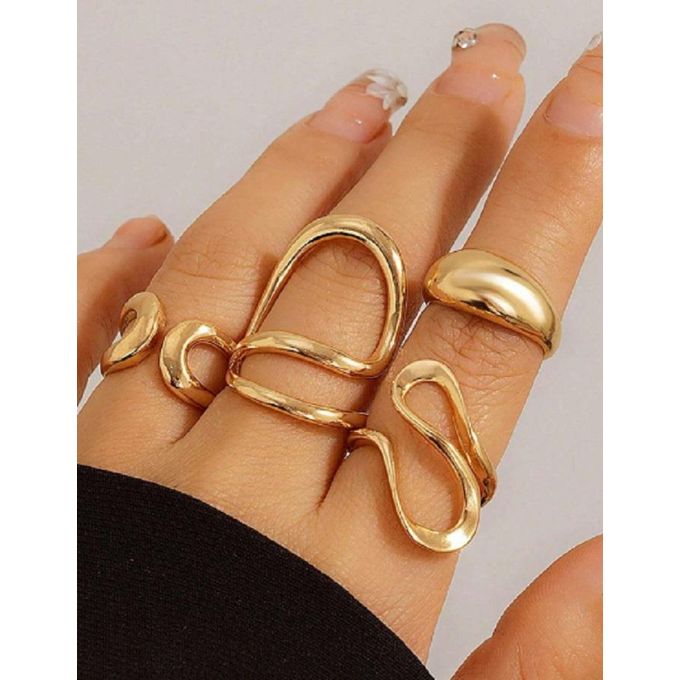 مجموعة من 6 خواتم فراشة هندسية  للنساء