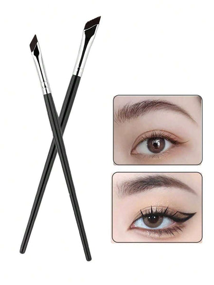 2pcs Angled Eyebrow Brush And Eyeliner Gel Makeup Brush