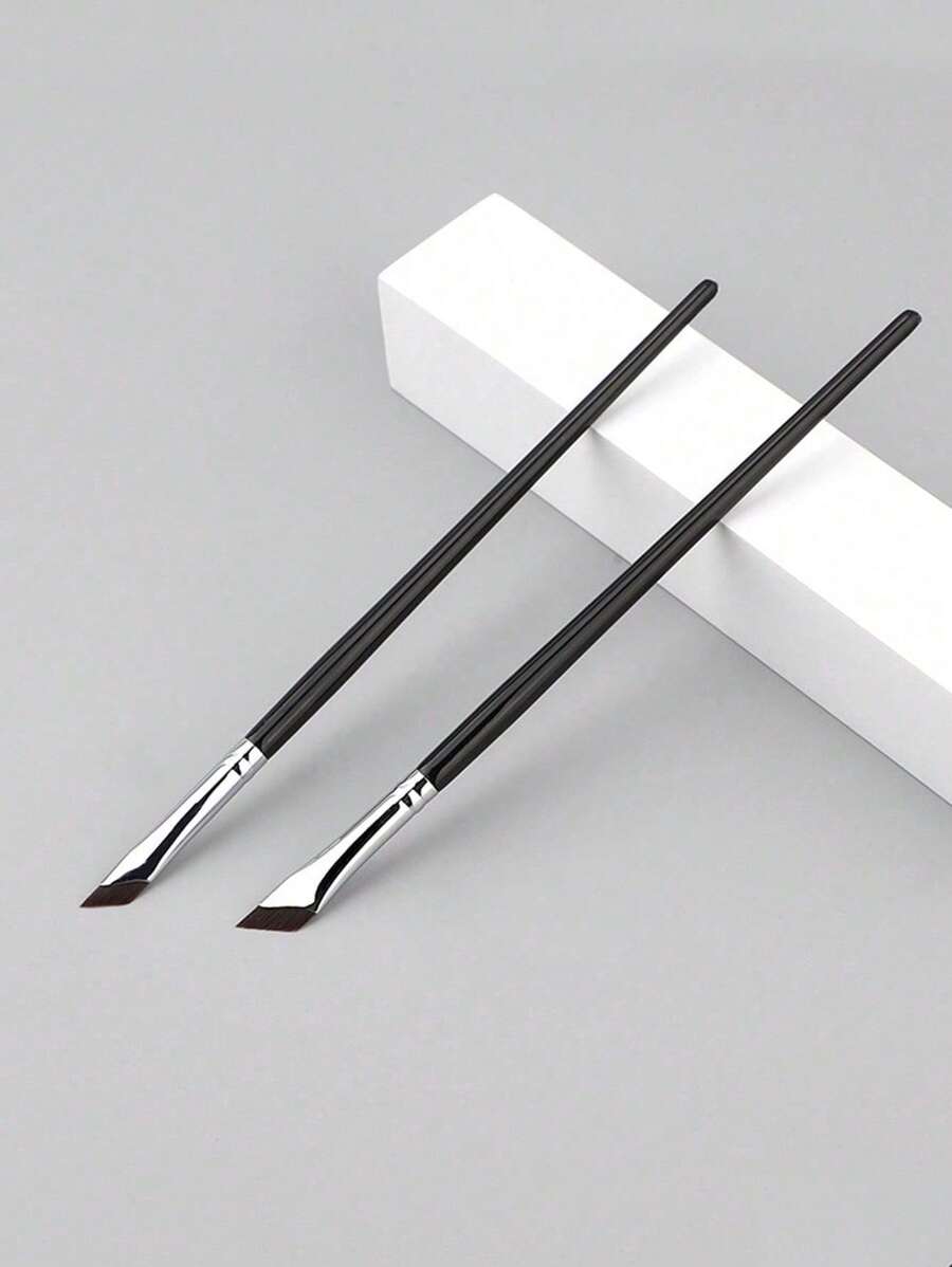 2pcs Angled Eyebrow Brush And Eyeliner Gel Makeup Brush