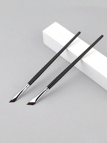 2pcs Angled Eyebrow Brush And Eyeliner Gel Makeup Brush