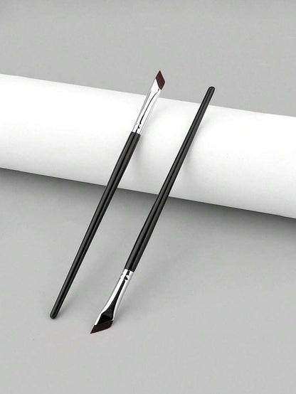 2pcs Angled Eyebrow Brush And Eyeliner Gel Makeup Brush