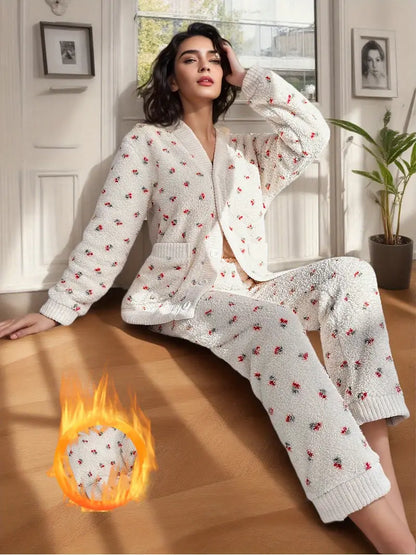 بيجامة نسائي من الفلانيل للخريف والشتاء