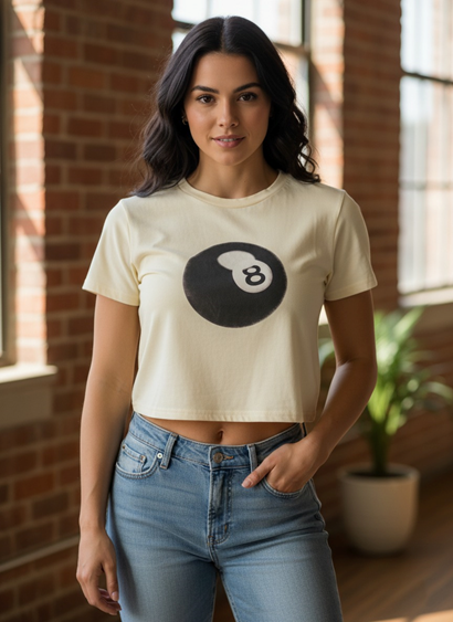 تيشيرت نسائي كاجوال من Shein بطبعة كرة البلياردو