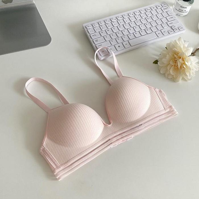 Women's Wireless Push Up Bra with Back Hook and Loop Durable Foam Seamless Solid for Girls