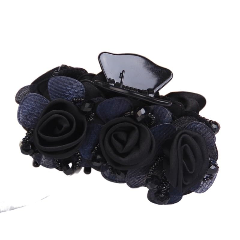 توكه  شعر على شكل زهرة الورد للسيدات سوداء