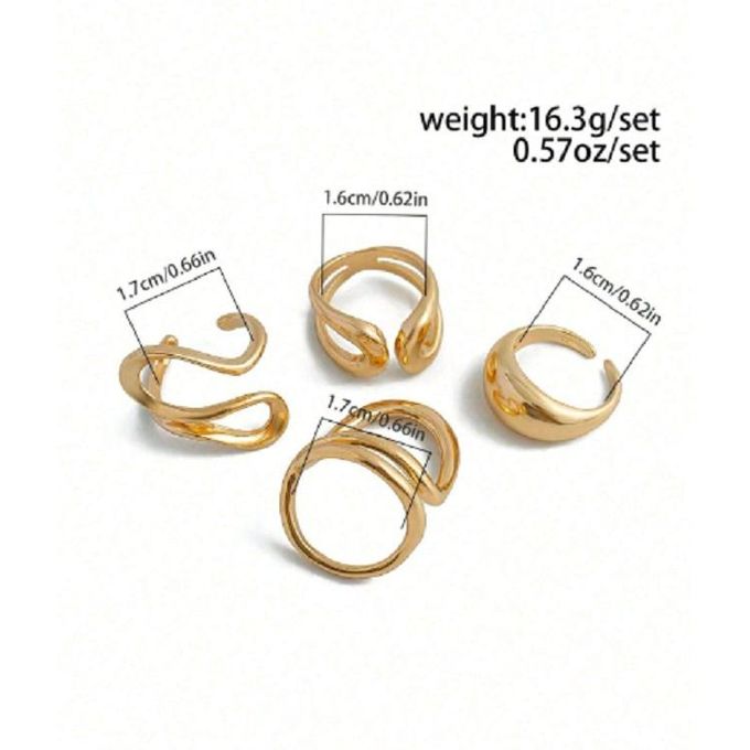 مجموعة من 6 خواتم فراشة هندسية  للنساء