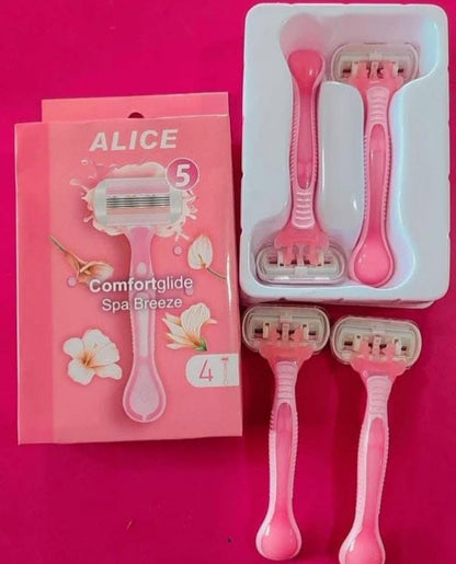 ماكينة حلاقة أليس النسائية بشريط من الصبار وفيتامين هـ لنعومة وعناية بالبشرة (4 قطع)