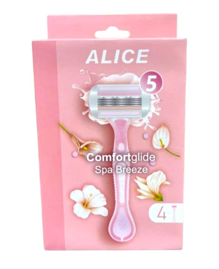 ماكينة حلاقة أليس النسائية بشريط من الصبار وفيتامين هـ لنعومة وعناية بالبشرة (4 قطع)
