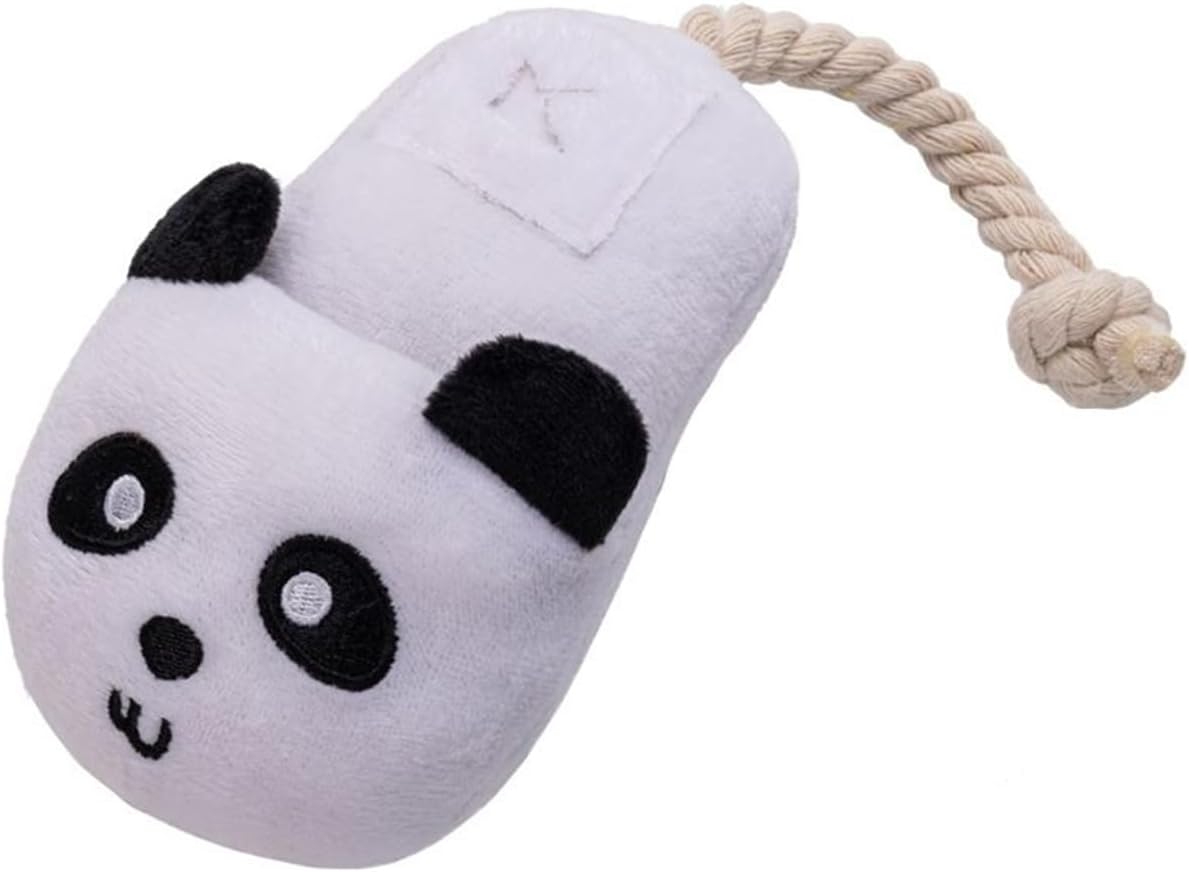 Dog Squeaky Toy, Durable Slipper Shape Dog Chew Toys with Knot,Dog Puzzle Feeding Interactive Toys for Small Medium Large Dogs_Panda