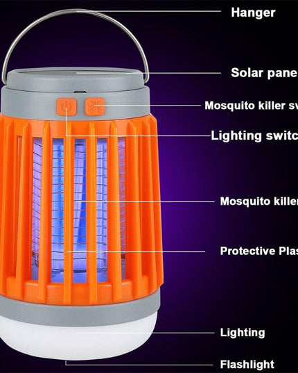 مصباح صاعق للحشرات بالطاقة الشمسية 3 في   1 قابل للشحن USB ومقاوم للماء