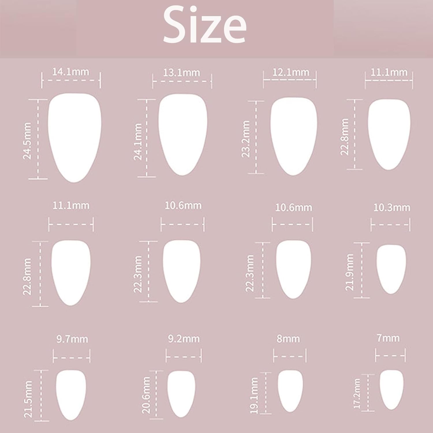 24 قطعة أظافر صناعية وردية لامعة متوسطة الطول Shein