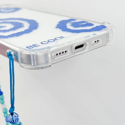 جراب شفاف بنقشة دوامات مع حبل خرز لليد – أزرق – متوافق مع iPhone 12 pro