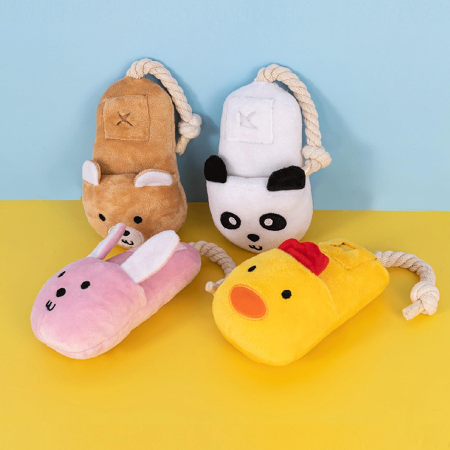 Dog Squeaky Toy, Durable Slipper Shape Dog Chew Toys with Knot,Dog Puzzle Feeding Interactive Toys for Small Medium Large Dogs_Panda