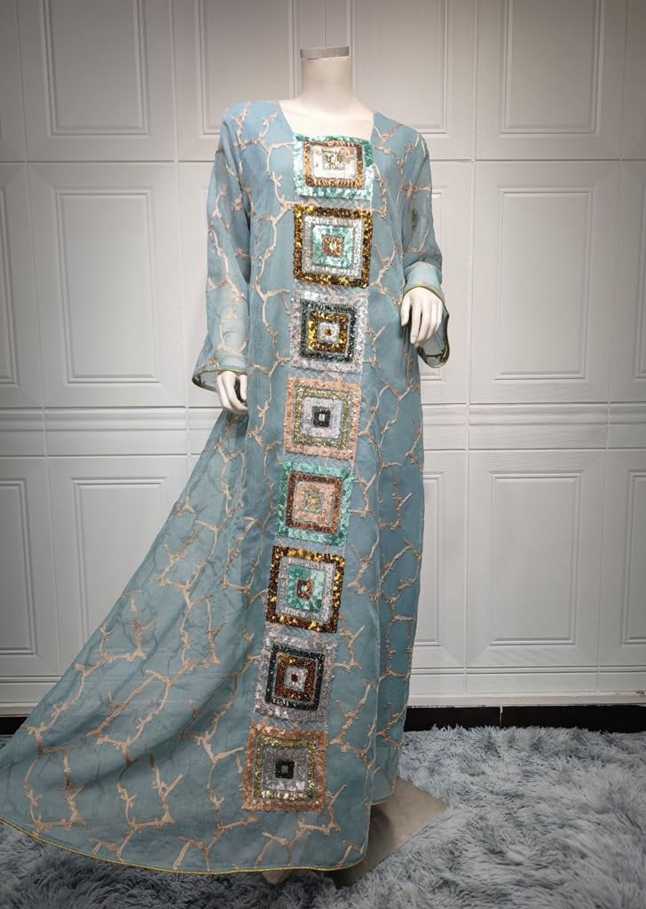 فستان بأكمام طويلة للنساء، عباية إسلامية، فستان ماكسي عربي إسلامي